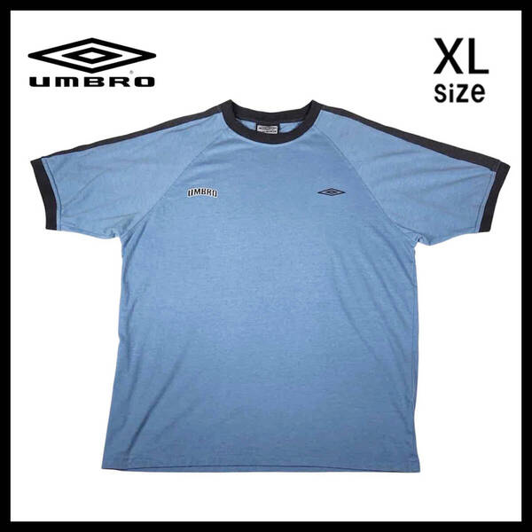 【USED】アンブロ UMBRO リンガー Tシャツ 90's 古着 くすみブルー ( Xサイズ ) ☆送料無料☆