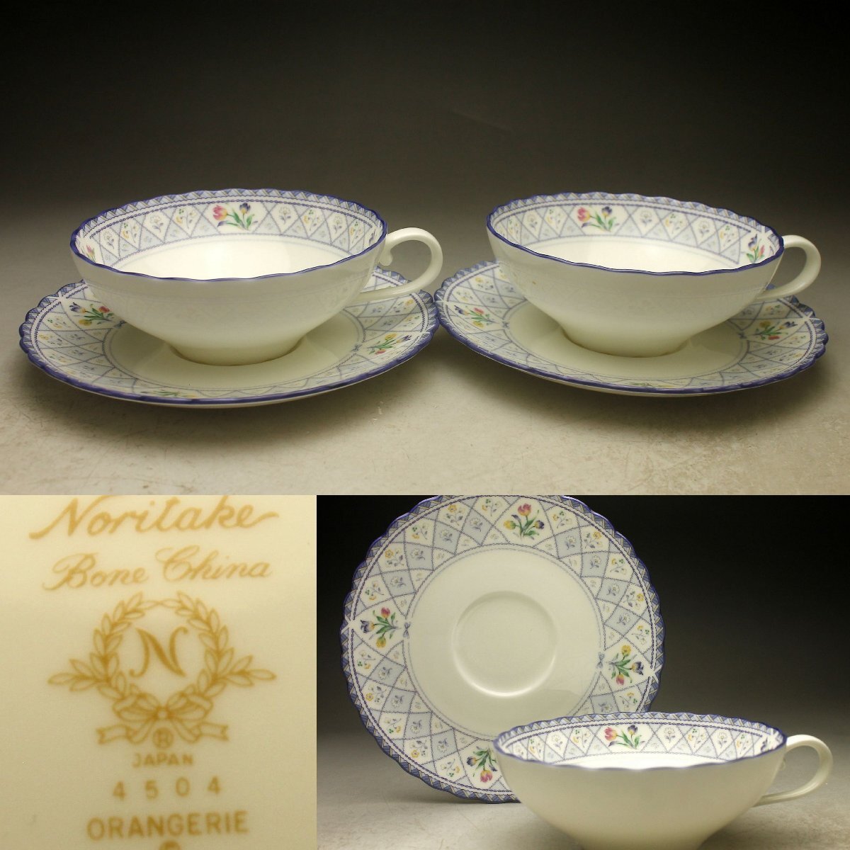 ノリタケ　白い小花のブーケ模様　６客　未使用 ノリタケ 白い小花のブーケ模様 6客 未使用