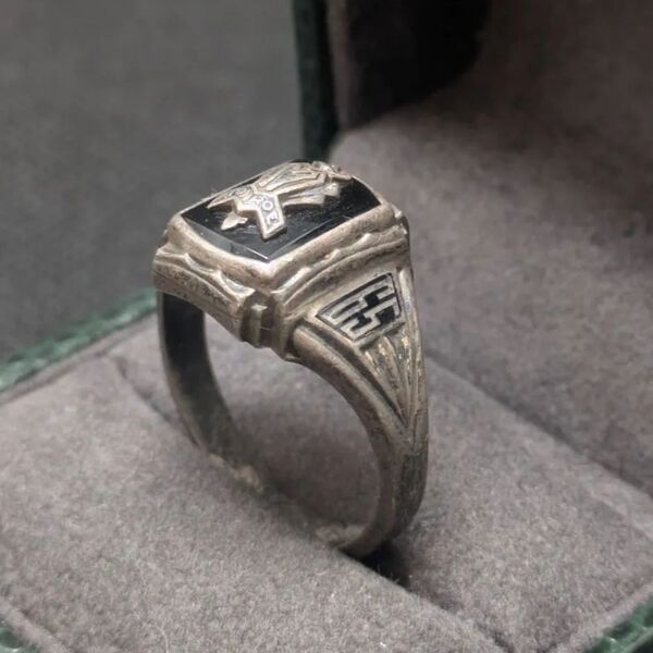 JOSTENS 1965年 カレッジリング 「M」 スターリングシルバー925 JOSTEN ジャスティン社 モンロー高校 MONROE HIGH SCHOOL 黒 ブラック 良品