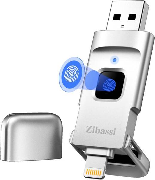 Zibassi 128GB【MFI認証取得 高速認識】iPhone用USBメモリ指紋認証 USBメモリ