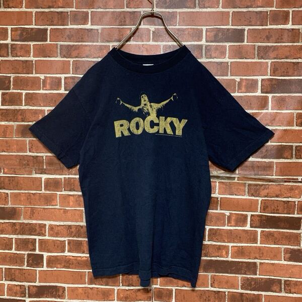 【入手困難】00s★ROCKY★ロッキー★映画★ムービーtシャツ★movietシャツ★M★シルベスタースタローン★ヴィンテージ★古着★ネイビー