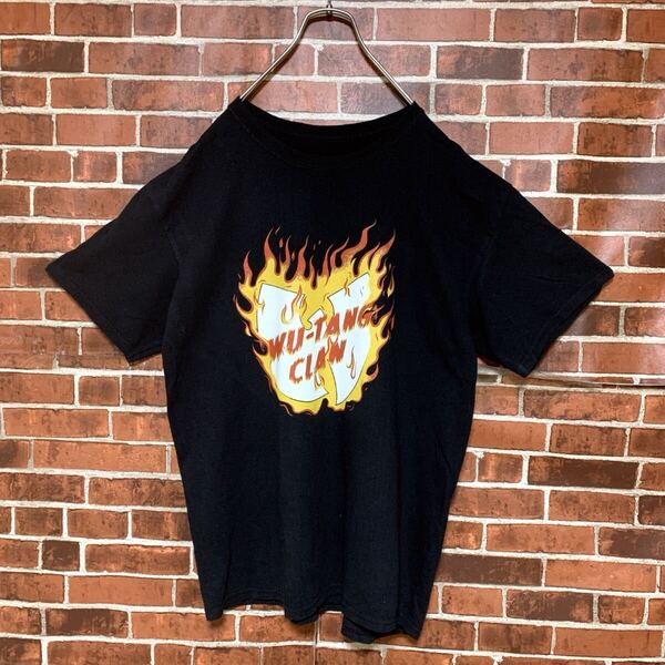 【入手困難】wu-tang clan★ウータンクラン★ファイヤーパターン★ロゴ★RAPTEES★ラップtシャツ★バンドtシャツ★HIPHOP★L★古着