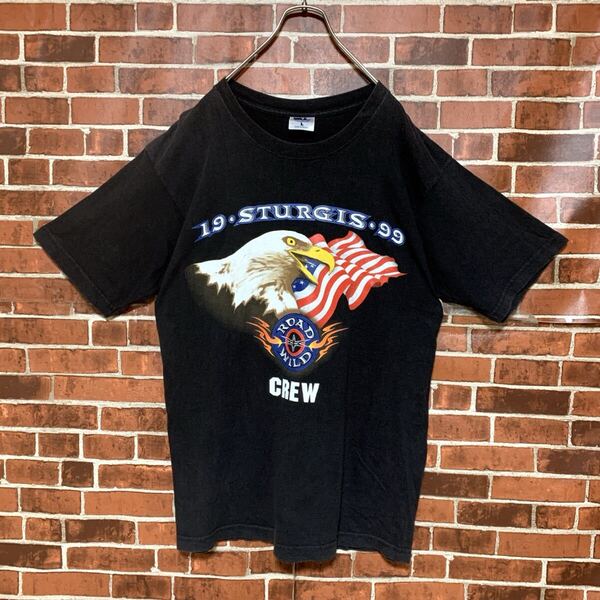 【希少】入手困難★90's★STURGIS★ヴィンテージ★両面プリント★ハーレー★USA★バイカー★アメリカン★USA★tシャツL★古着★黒