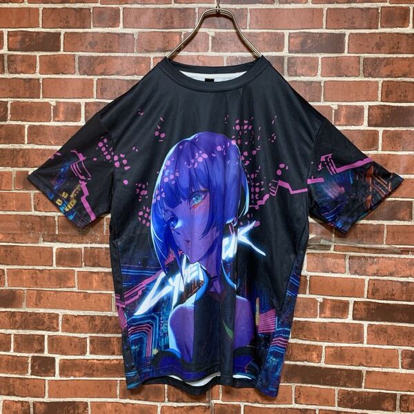 【入手困難】CYBERPUNK★サイバーパンクエッジランナーズ★グラフィック★両面プリント★ポリエステル★アニメtシャツ★L★古着
