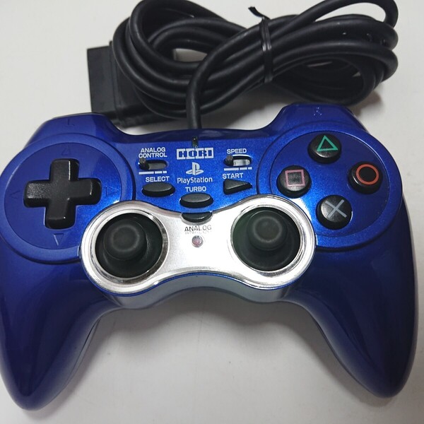 【清掃済み】PS2 コントローラー ホリパッド HORI アナログ連射コントローラ ブルー