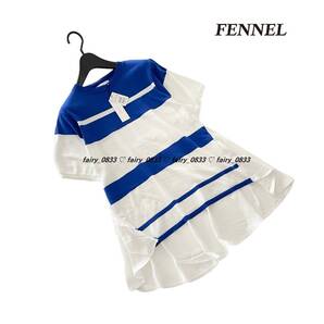 新品【送料無料】定価12000円■スコットクラブ FENNEL■ 涼感ストライプ...♪フィッシュテール☆異素材ドッキングプルオーバー