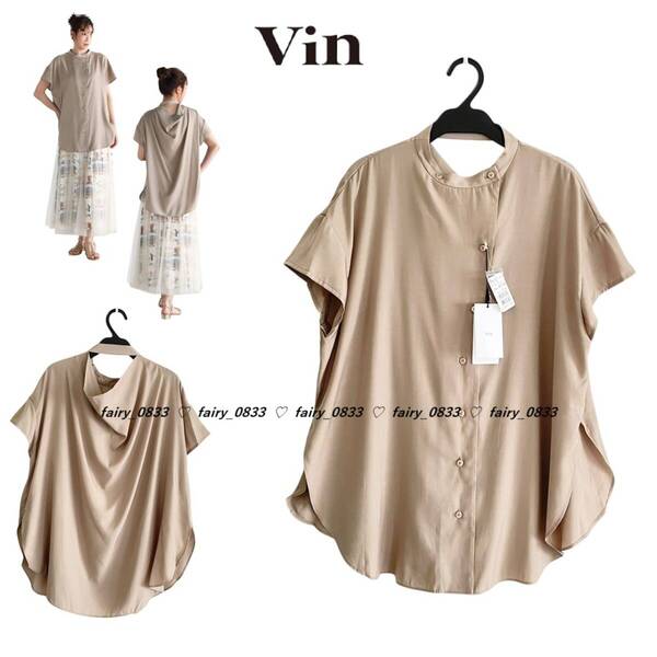新品【送料無料】定価17600円■ヤマダヤ スコットクラブ Vin ヴァン■バックコンシャス...♪フレンチスリーブサテンブラウス