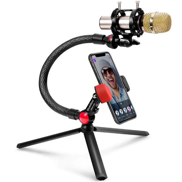 【送料無料】iStabilizer スマートフォン用三脚 2 in 1 スマートフォンビデオリグキット ミニ三脚付き ハンドヘルドスタビライザー(A103)
