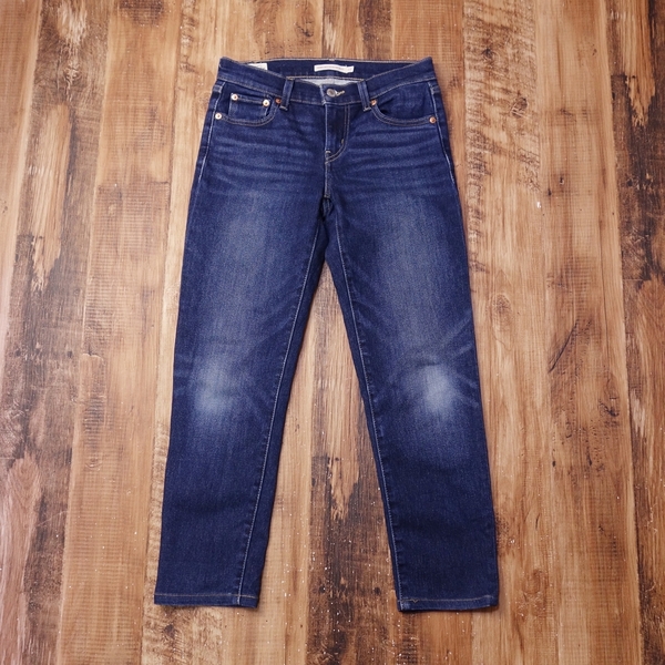 美品 LEVI'S PREMIUM ミッドライズボーイフレンドジーンズ レディース ストレッチ テーパード BigE 23インチ デニム インディゴブルー NP21