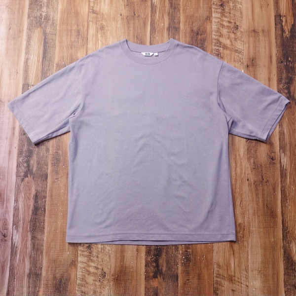 美品 ユニクロ UNIQLO エアリズムコットンオーバーサイズTシャツ 5分袖 リラックス ユニセックス 夏物 XLサイズ ライトパープル PG5