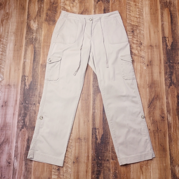 美品 エルエルビーン L.L.Bean カーゴチノパンツ レディース 10 Lサイズ パンツ ベージュ NY1