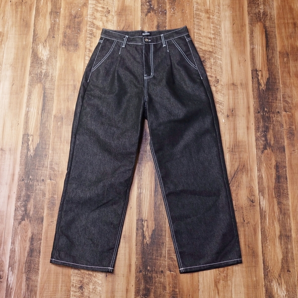 美品 Re:stock fashion ワイドストレートデニムパンツ メンズ 韓国製 ハイウエスト Sサイズ ブラック LZ12