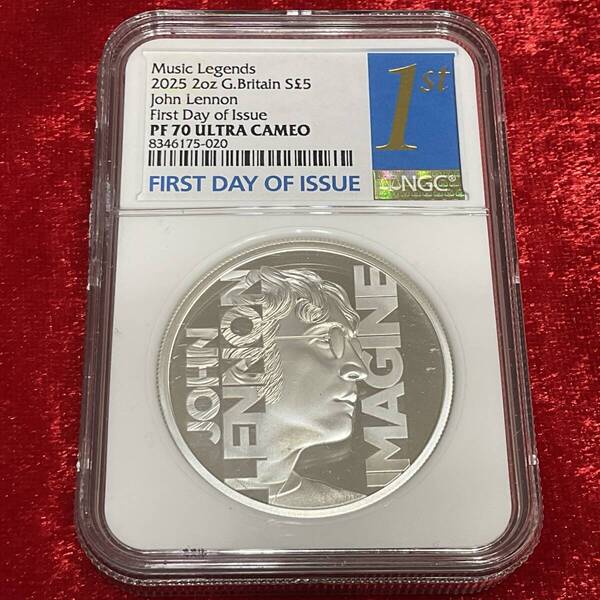 2025年 JOHN LENNON IMAGINE 生誕85周年記念 ミュージックレジェンド 2オンス NGC PF70UCAM FDOI 発行即日鑑定品 発行枚数 500枚