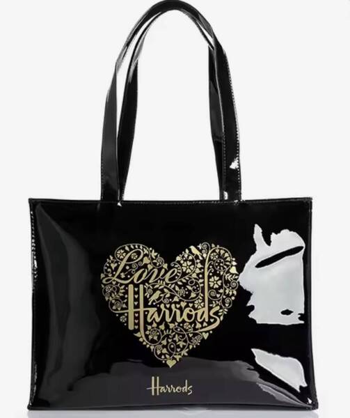 アウトレット品★送料無料★即決新品★Harrods London★イギリス・英国★ハロッズ柄ビックトートバッグ★ハート柄