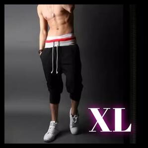 ハーフパンツ ジョガーパンツ メンズ スウェット ゆったり 7分丈 黒 m4