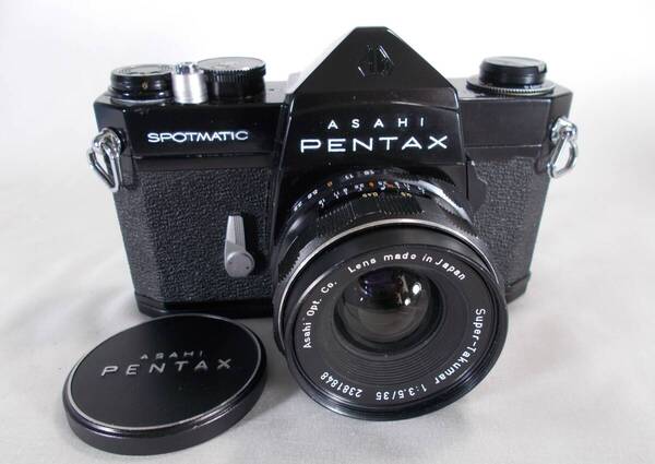 フィルムカメラ 整備済 完動品 Pentax SP + 広角レンズ Super-Takumar f/3.5 35mm P175