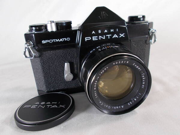 フィルムカメラ 整備済 完動品 Pentax SP + レンズ Super-Takumar f/1.8 55mm P198