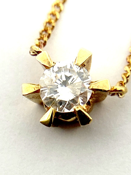 【即決】 K18 ダイヤモンド ペンダント ネックレス 0.31ct 一粒 ゴールド 一粒ダイヤモンド プチペンダント 縦爪 2.5g