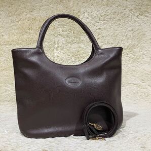 LONGCHAMP ロンシャン ハンドバッグ 2way レザー ブラウン