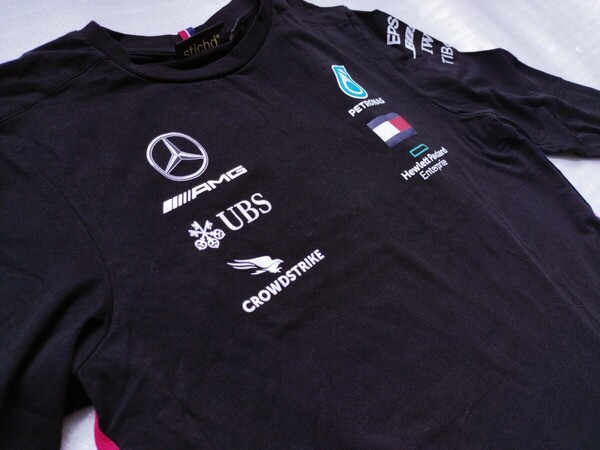 メルセデス ベンツ ペトロナス F1 チーム Mercedes AMG PETRONAS スポンサー ロゴ入り長袖 Tシャツ ロング Tシャツ ロンT サイズ M