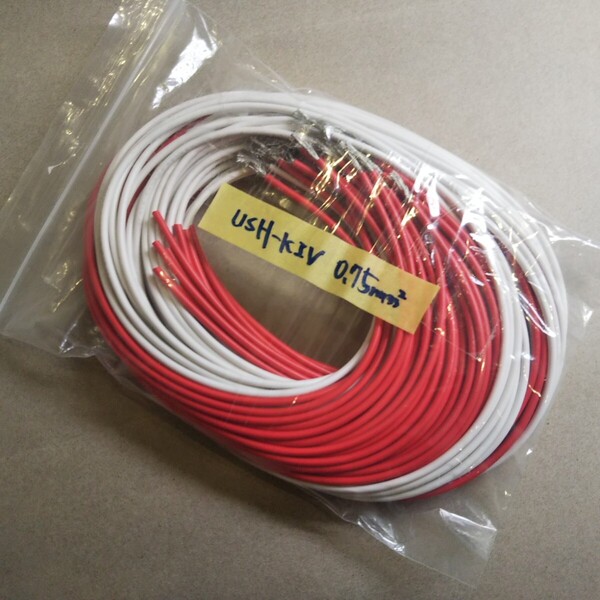 ●送料無料 電線 耐熱電線 USH-KIV 0.75mm2 約62cm×白赤各25本(約31m)① 田中電線 TANAKA DENSEN USH-KIV 110 耐熱 電気機器用 ビニル絶縁