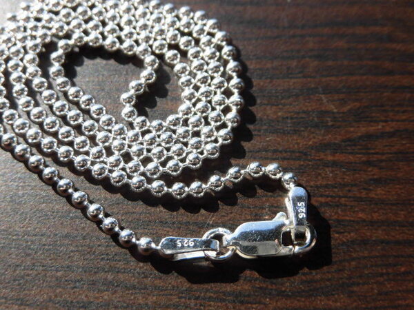 【新品】シルバー925ボールチェーン ネックレス 刻印アリ 2mm50cm 約2mm×50cm☆2.0mm/1