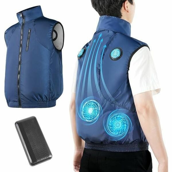 冷却ベスト 空調作業服 2025最強進化&2つ冷却ブレート・ファン搭載&20000mAh大容量バッテリー付 空調ベスト 冷感温度・風量5段階調節