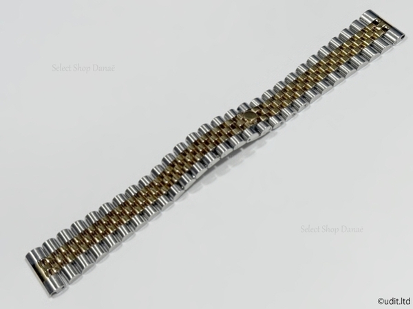 ラグ幅20mm 腕時計用ジュビリーブレスレット コンビネーションゴールド ストレート 腕時計ベルト メタルブレス ロレックス・オメガ等に