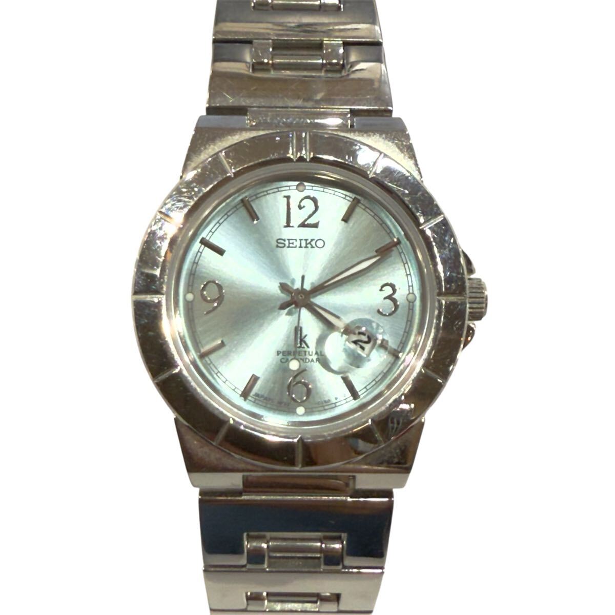 SEIKO パーペチュアルカレンダー ペア腕時計 動作未確認 ジャンク品 美品] SEIKO パーペチュアルカレンダー 8F56-0060 GMTモデル