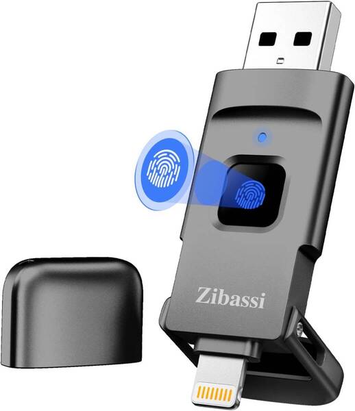 128GB Zibassi【MFI認証取得 指紋認証】iPhone用USBメモリ指紋認証 USBメモリ