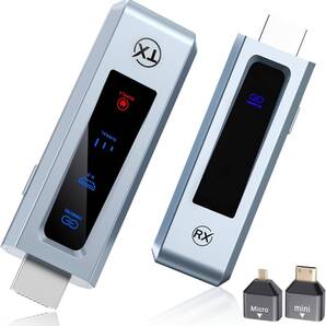 ワイヤレス hdmi 送受信機セット hdmi 無線化 ワイヤレス 小型 LEDディスプレイ搭載【日本技適認証取得】トランスミッター レシーバー