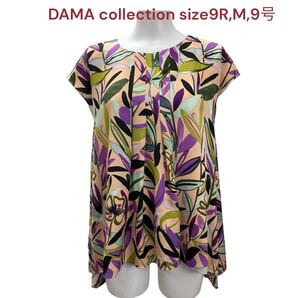 美品 ダーマコレクション レディース ブラウス シャツ 袖なし 9R,M,9号 DAMA collection トップス シャツ ボタニカル ノースリーブ M5Q177