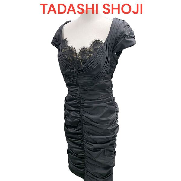 TADASHI SHOJIタダシショウジ ノースリーブ レース ドレス ワンピース黒 size 6 M M5Q422