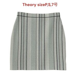 セオリー スカート ミニ タイト 幾何学模様 レディース P,S,7号 Theory ボトムス ミニスカート ベージュ 黒 ブラック ウエストゴム M5Q810