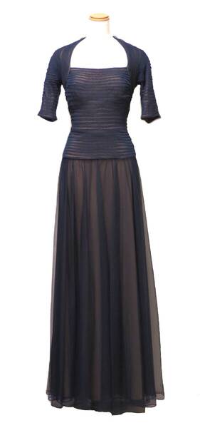 TADASHI SHOJI タダシショージ NAVY & BEIGE ロングフォーマルドレス 「2 」/ 9号程度