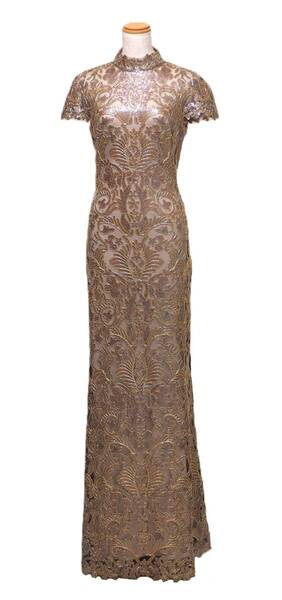 TADASHI SHOJI タダシショージ GOLD & BEIGE ロングフォーマルドレス 「2 」/ 9号程度