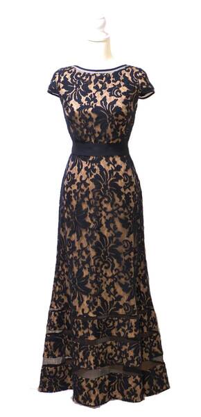 TADASHI SHOJI タダシショージ NAVY & BEIGE ロングフォーマルドレス 「8 」/ 11-13号程度