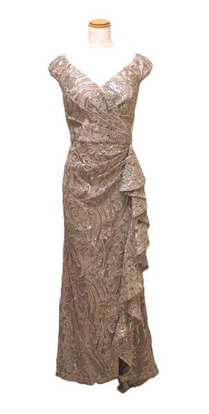 TADASHI SHOJI タダシショージ BEIGE ロングフォーマルドレス 「10 」/ 13号程度