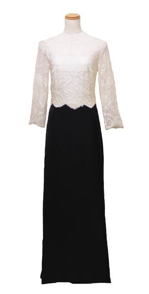 TADASHI SHOJI タダシショージ IVORY & BLACK ロングフォーマルドレス 「4 」/ 9号程度