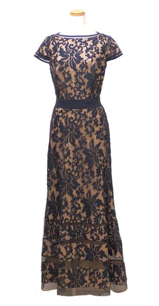 TADASHI SHOJI タダシショージ NAVY & BEIGE ロングフォーマルドレス 「2 」/ 9号程度