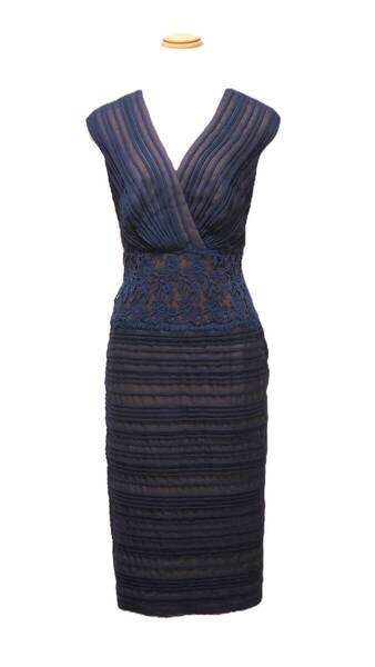 TADASHI SHOJI タダシショージ NAVY & BEIGE ワンピース 「10 」/ 13号程度