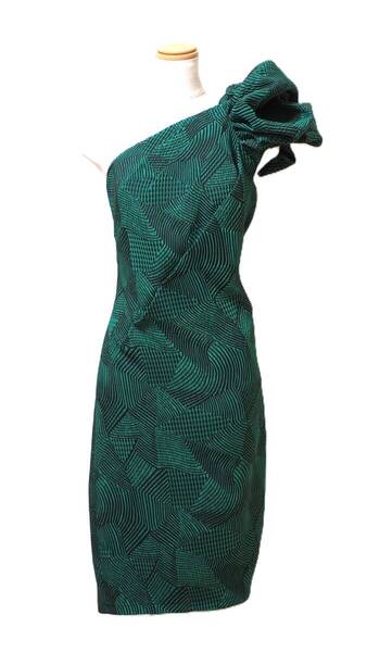 TADASHI SHOJI タダシショージ GREEN & BLACK ワンピース 「4 」/ 9号程度