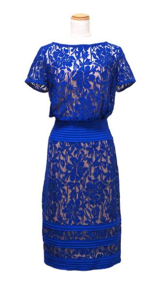 TADASHI SHOJI タダシショージ ROYAL BLUE & BEIGE ワンピース 「10 」/ 13号程度