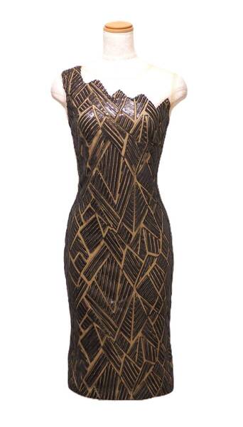 TADASHI SHOJI タダシショージ BLACK & BEIGE ワンピース 「0 」/ 7号程度