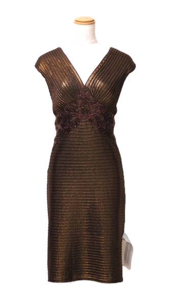 TADASHI SHOJI タダシショージ METALLIC BROWN ワンピース 「XS 」/ 9号程度