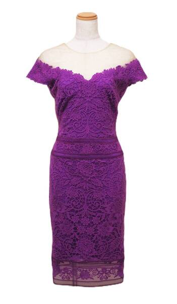 TADASHI SHOJI タダシショージ PURPLE & BEIGE ワンピース 「2 」/ 9号程度