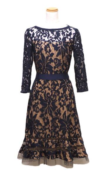 TADASHI SHOJI タダシショージ NAVY & BEIGE ワンピース 「4 」/ 9号程度