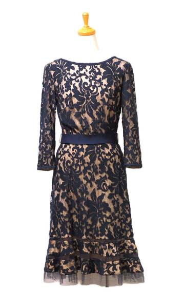 TADASHI SHOJI タダシショージ NAVY & BEIGE ワンピース 「2 」/ 7-9号程度
