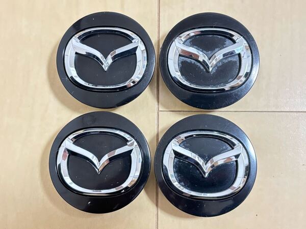 マツダ MAZDA純正 CX-3,CX-5,CX-8,RX-8,アクセラ センターキャップ 4個 中古 K3954 ブラック