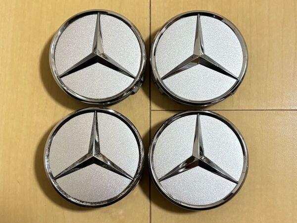 メルセデスベンツ BENZ純正ロリンザー AMG センターキャップ4個 中古 ① シルバー×メッキ 220 400 01 25